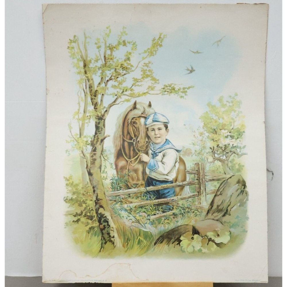 1897 "Our Little Prize Winner" by Muller Luchsinger Chromolithograph 16x20 in